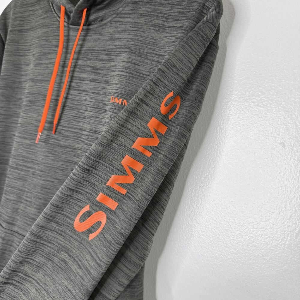 Simms Hoodie Mens Medium Gray Carbon Heather Challenger Fleece Pullover Fishing